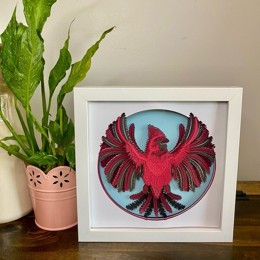 3D Red Cardinal Shadowbox